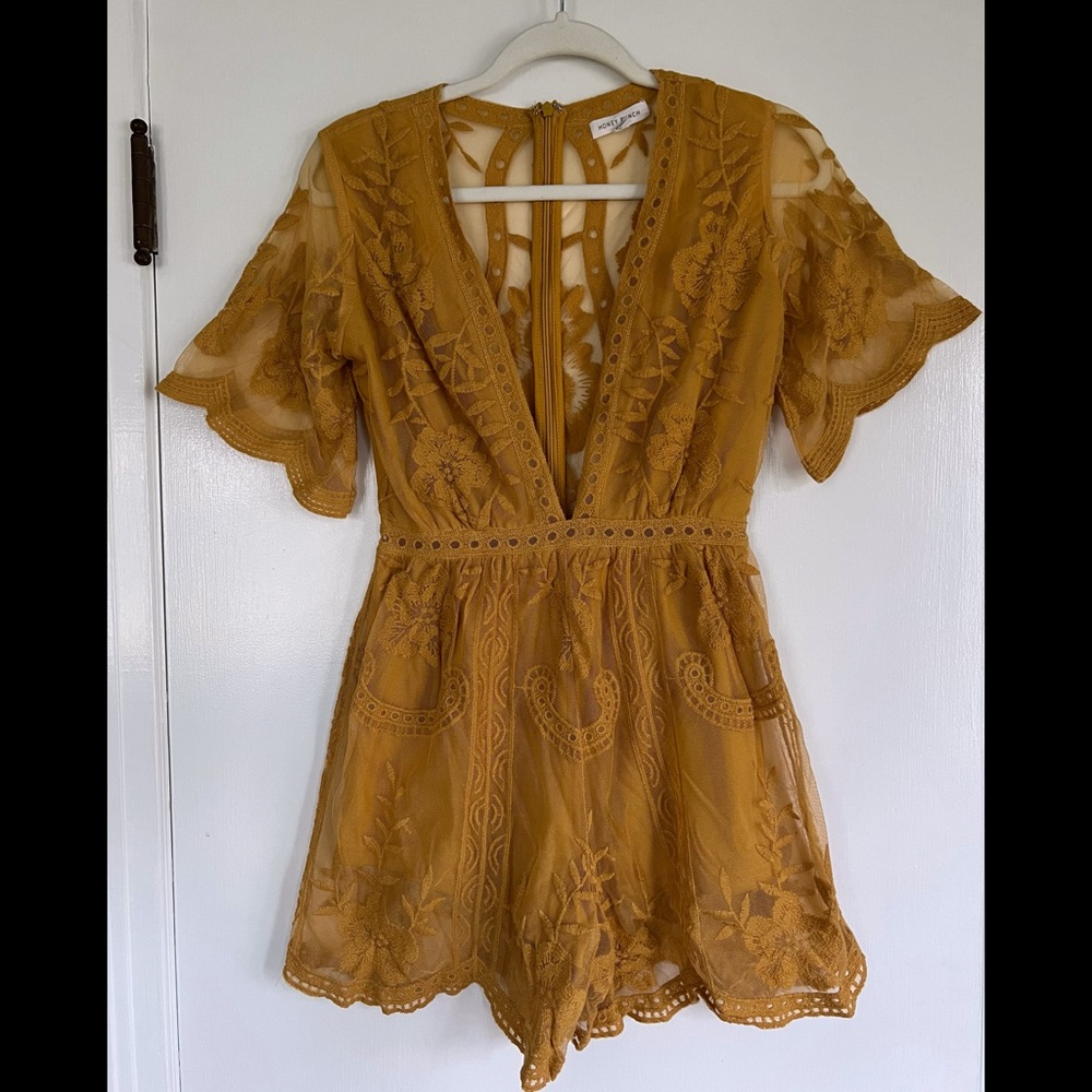 Mustard Yellow Lace Playsuit Size Small